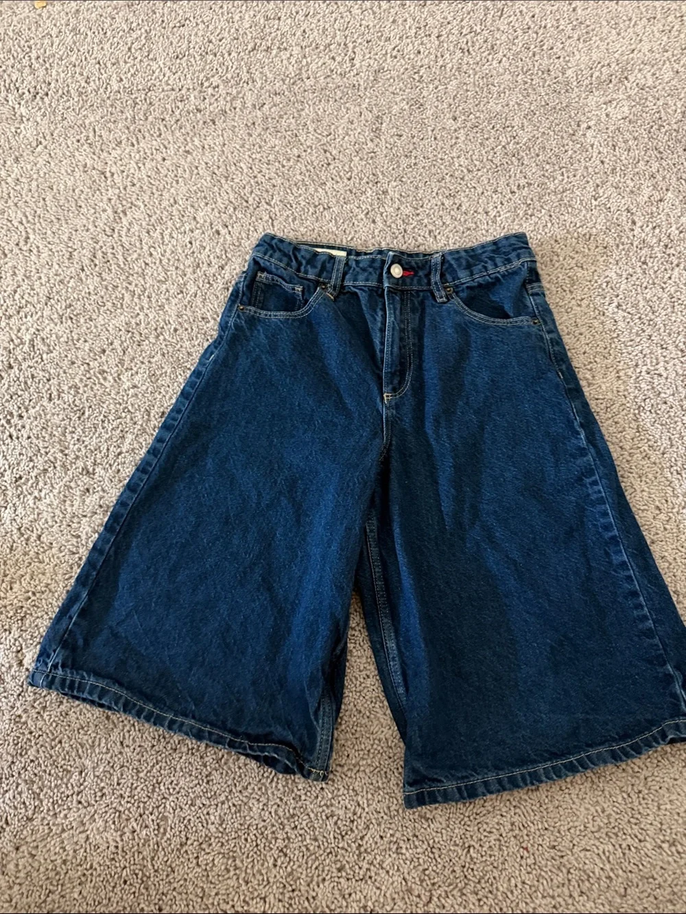 Zara Dark Blue Wide-Leg Denim Culottes